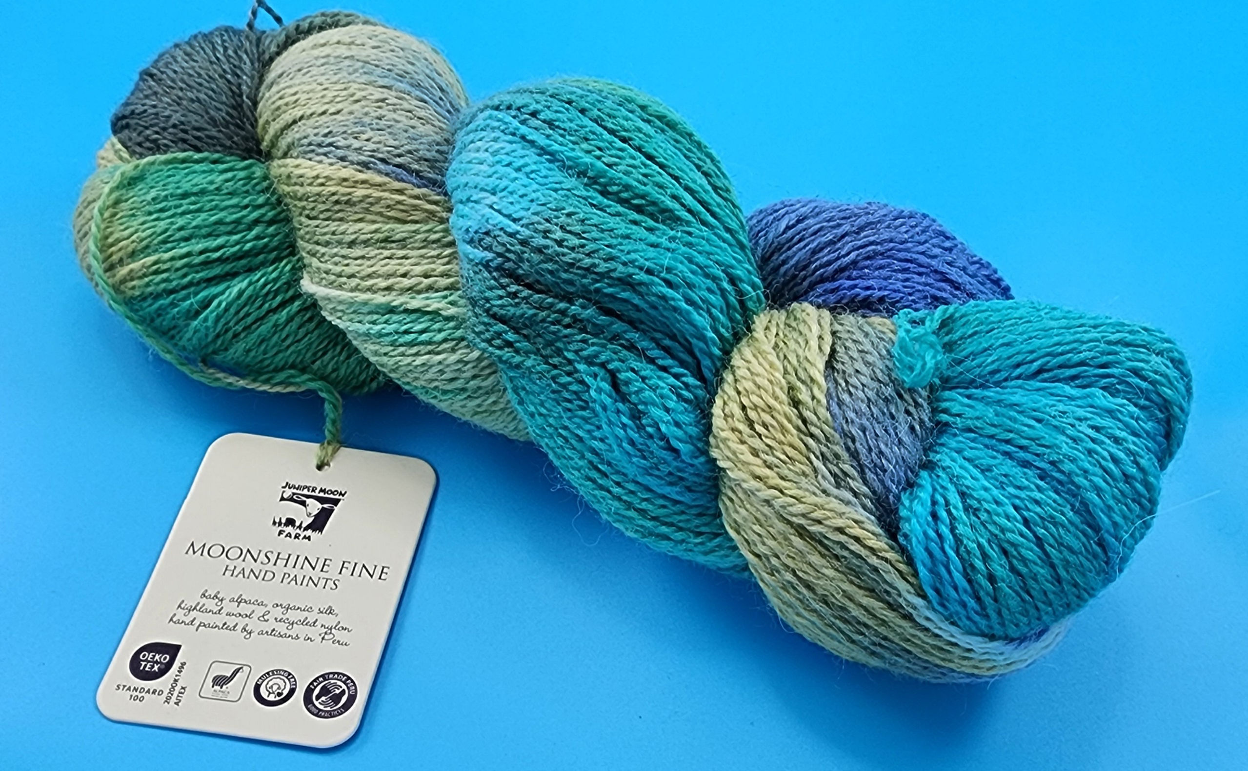 Yarn, Blue/Green, Juniper Moon Fine Hand Paints