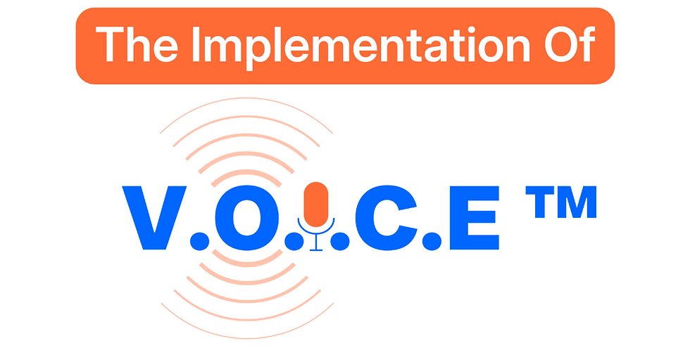 V.O.I.C.E Logo that reads "The Implementation of V.O.I.C.E"