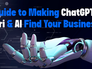 Cover image for the AI SEO in Somerset guide – robotic hand with the title “Guide to making ChatGPT, Siri & AI find your business”