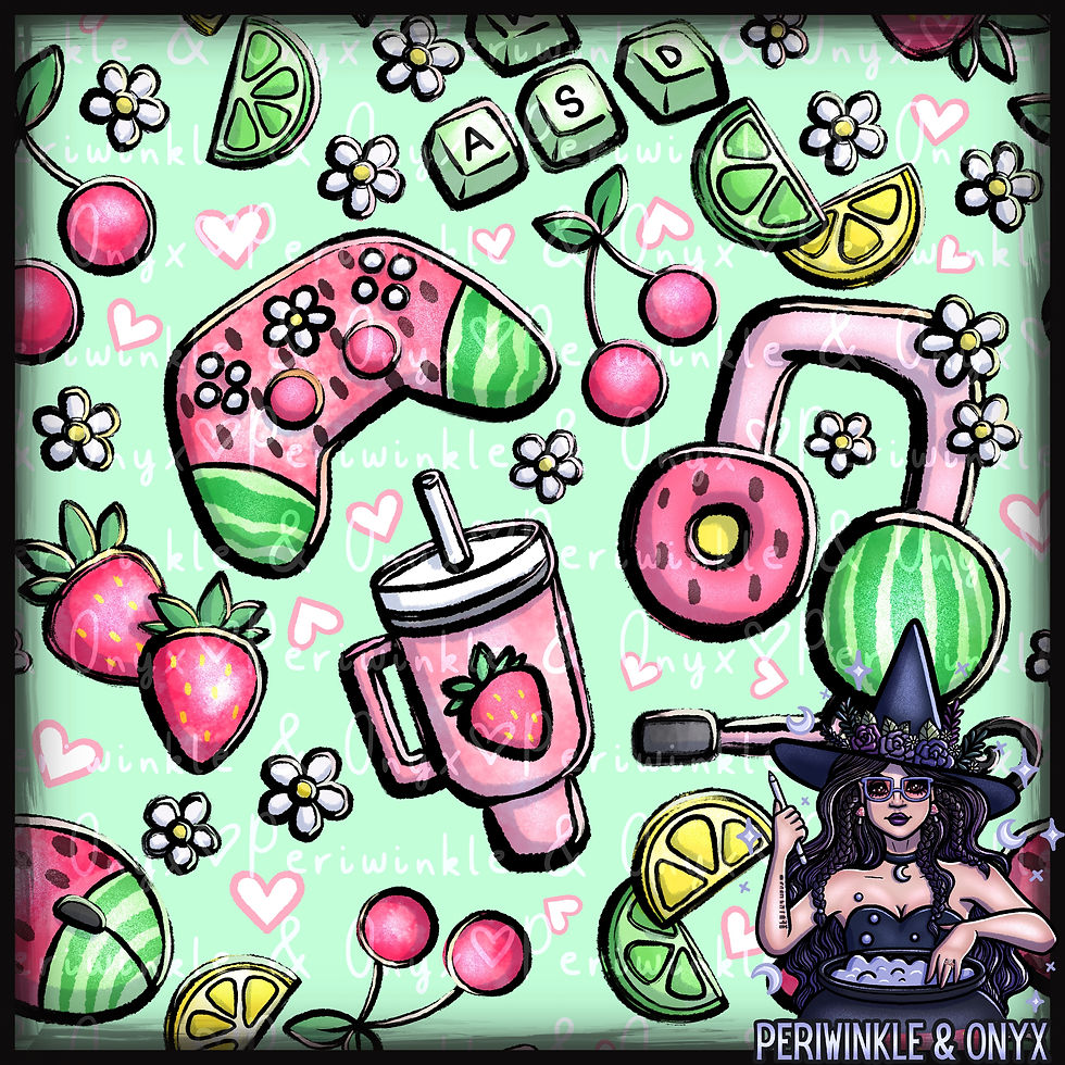 Fruity Gamer Green Seamless Pattern