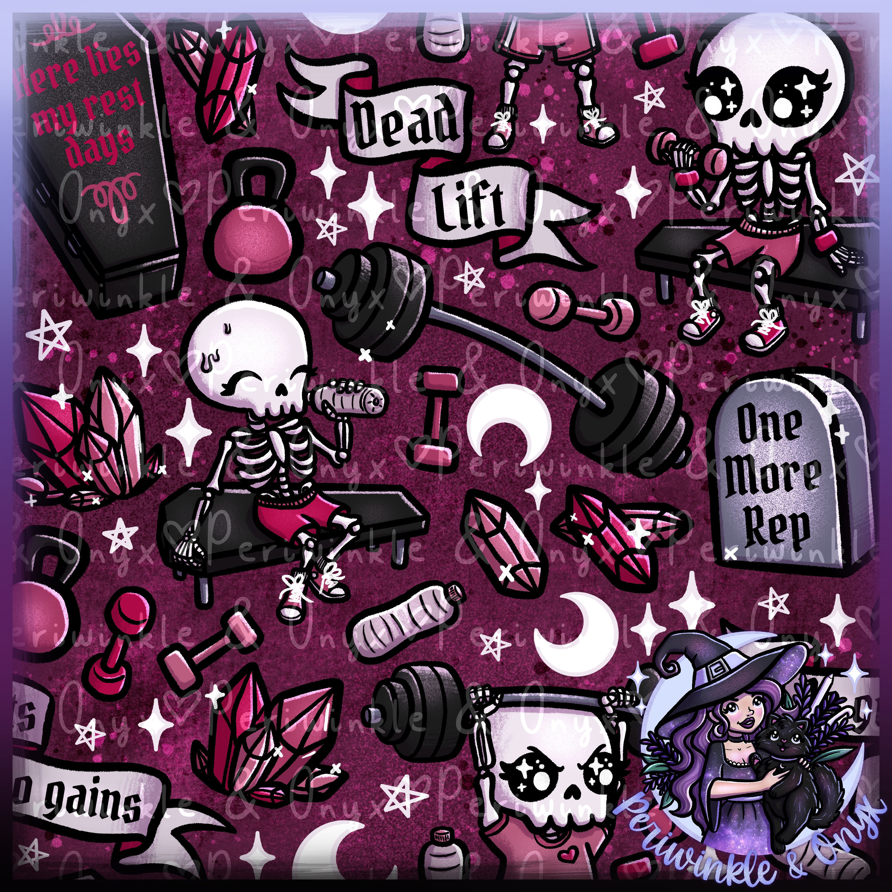 Dead Lift Red Seamless Pattern