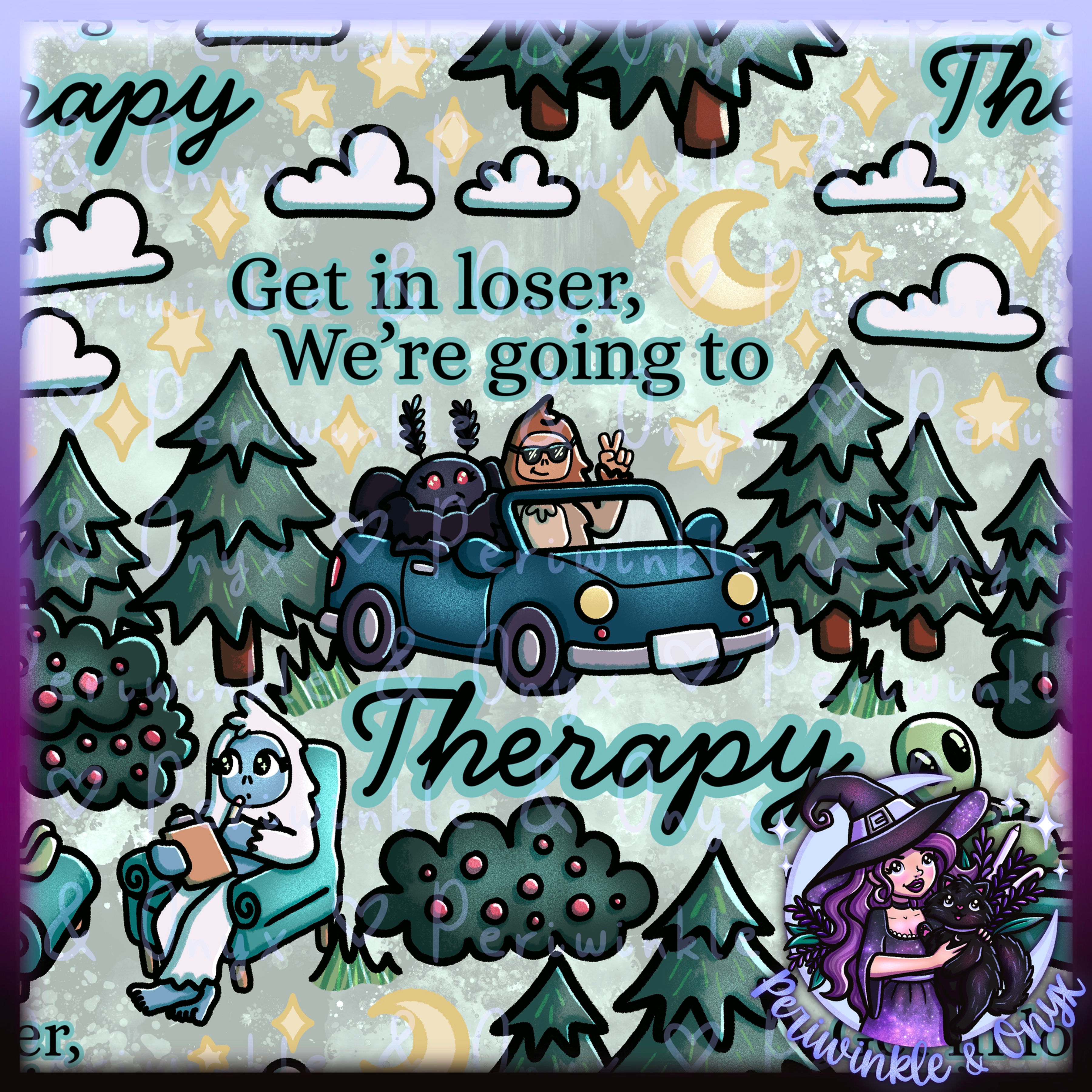 Cryptids Therapy Grey Seamless Pattern