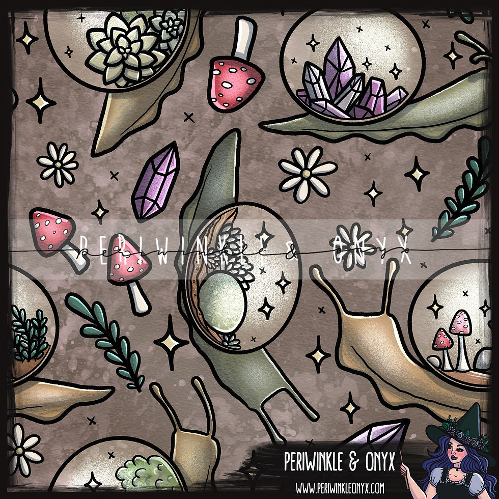 Terrarium Snails Brown Seamless Pattern