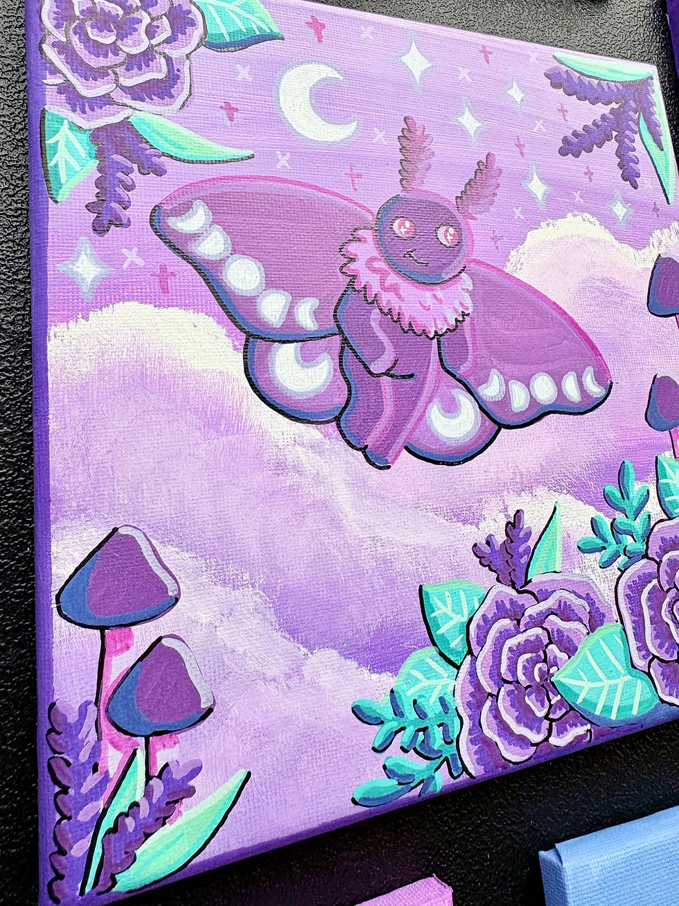 Thumbnail: Floral Mothman Acrylic Painting
