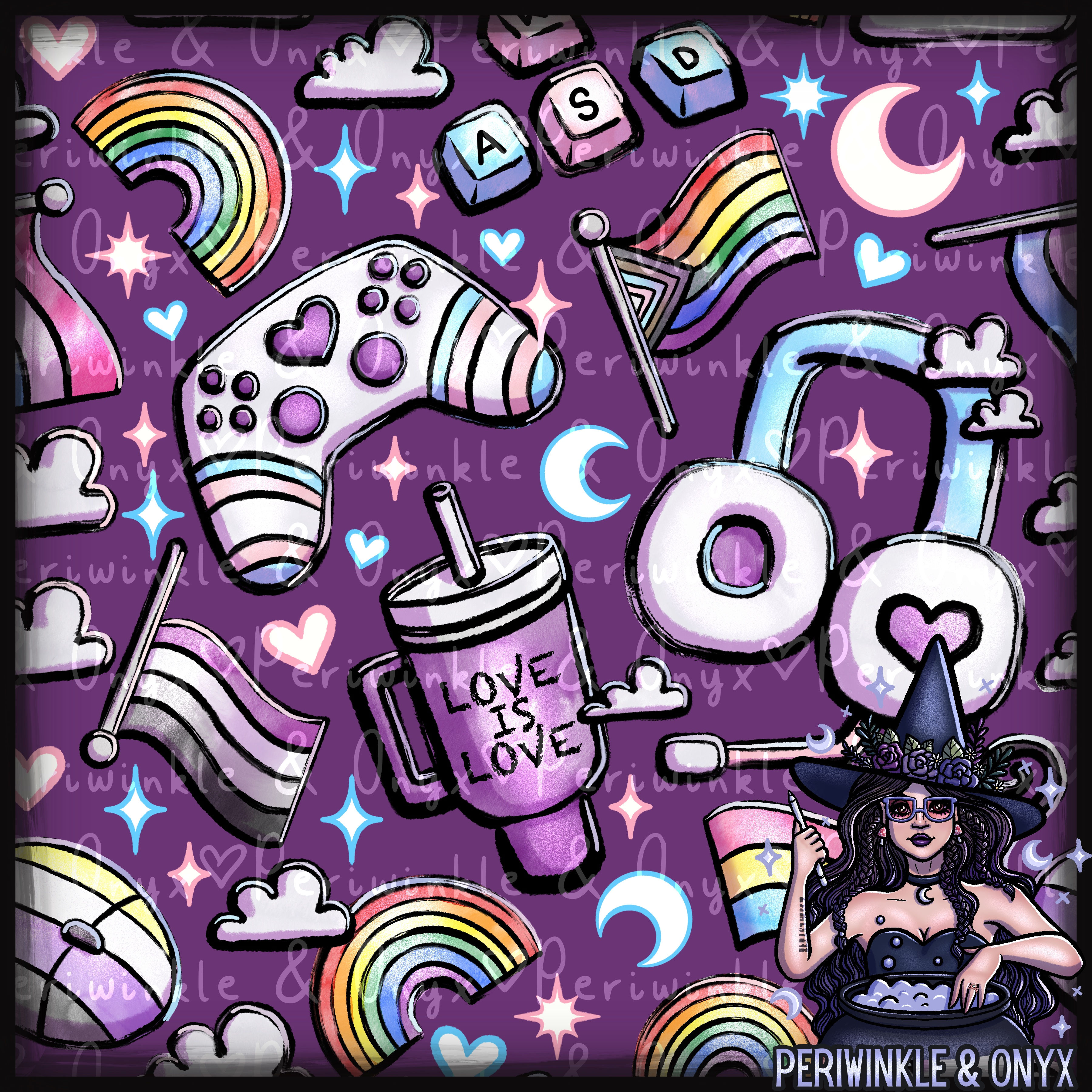 Pride Gamer Purple Seamless Pattern