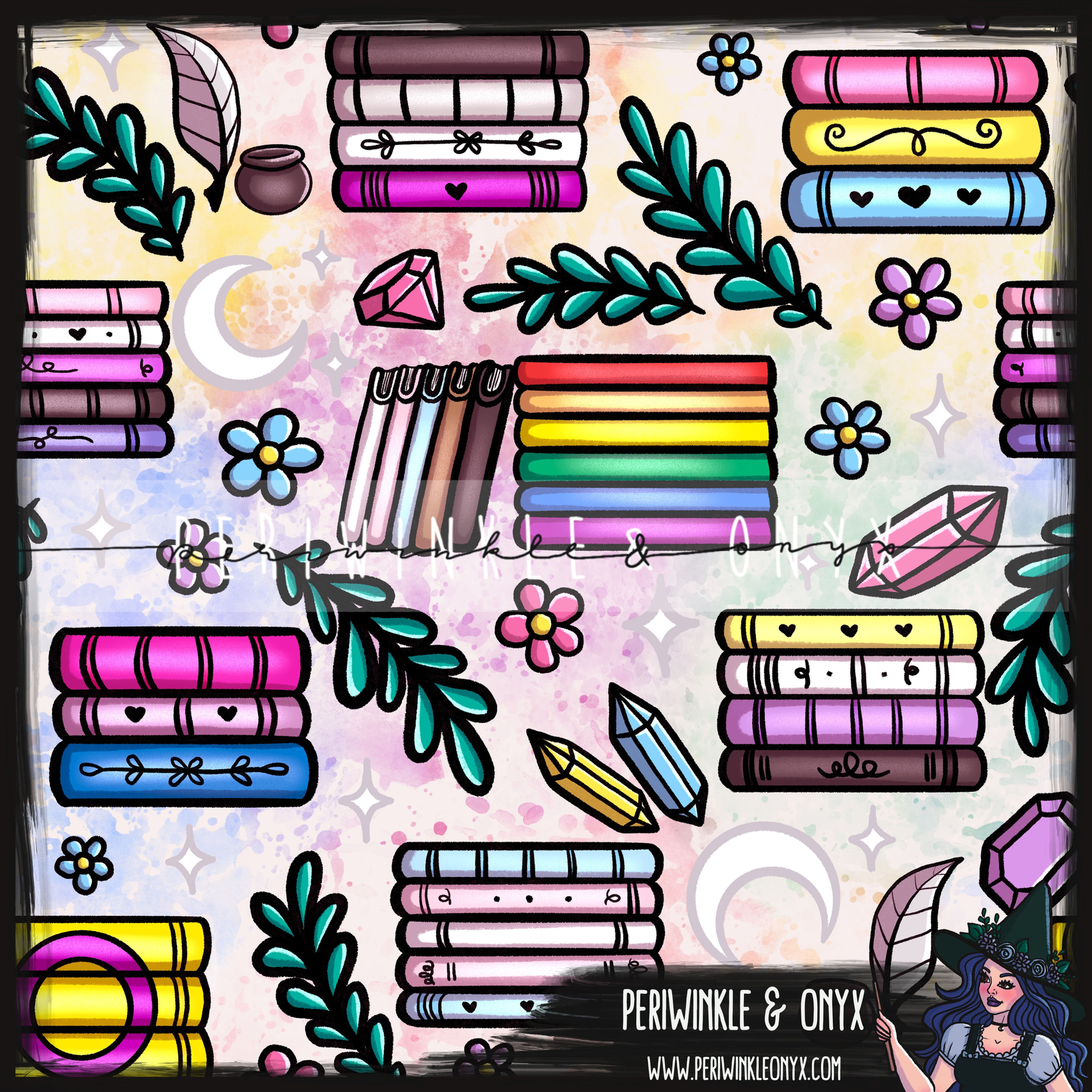 Pride Books Rainbow Seamless Pattern