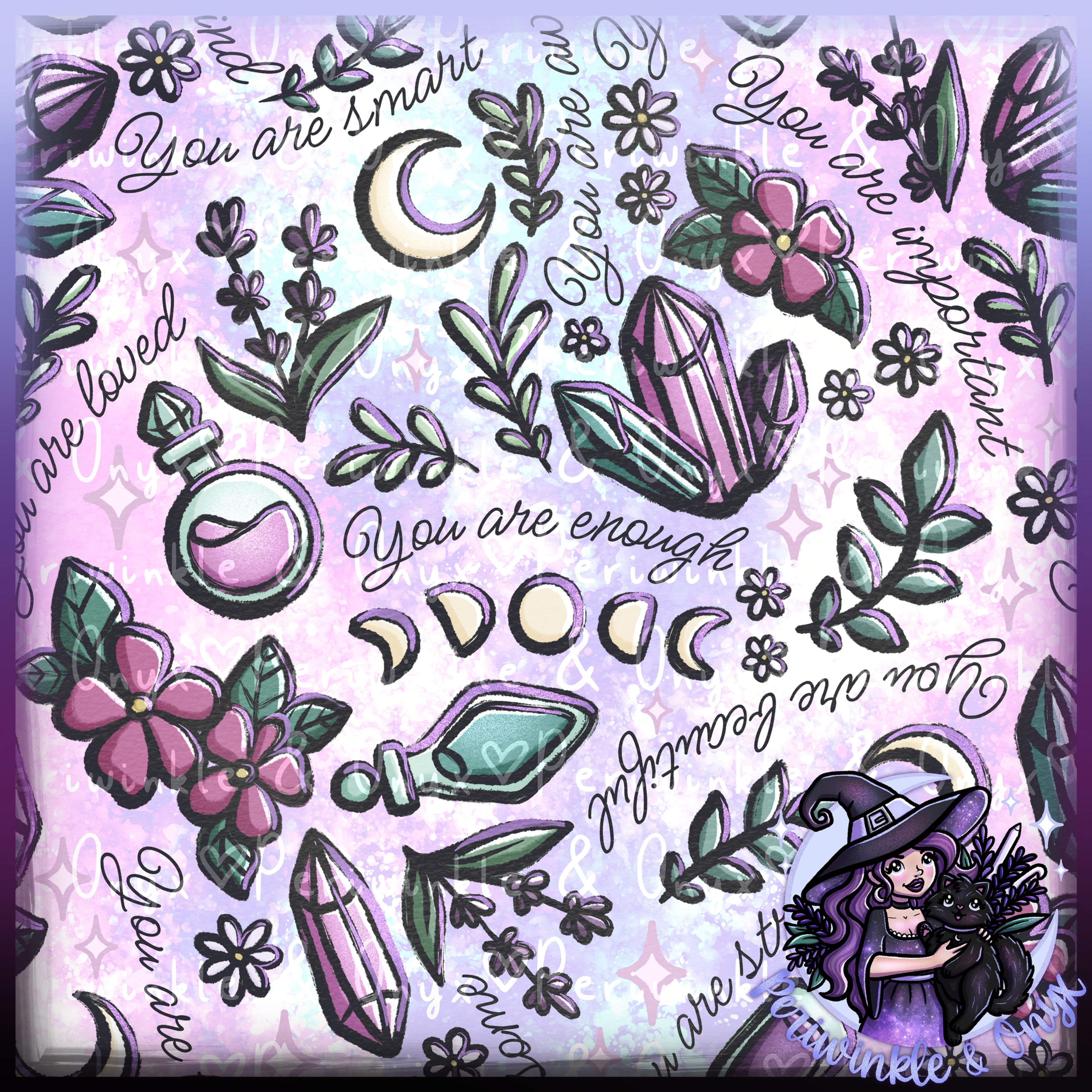 Floral Affirmations Light Seamless Pattern