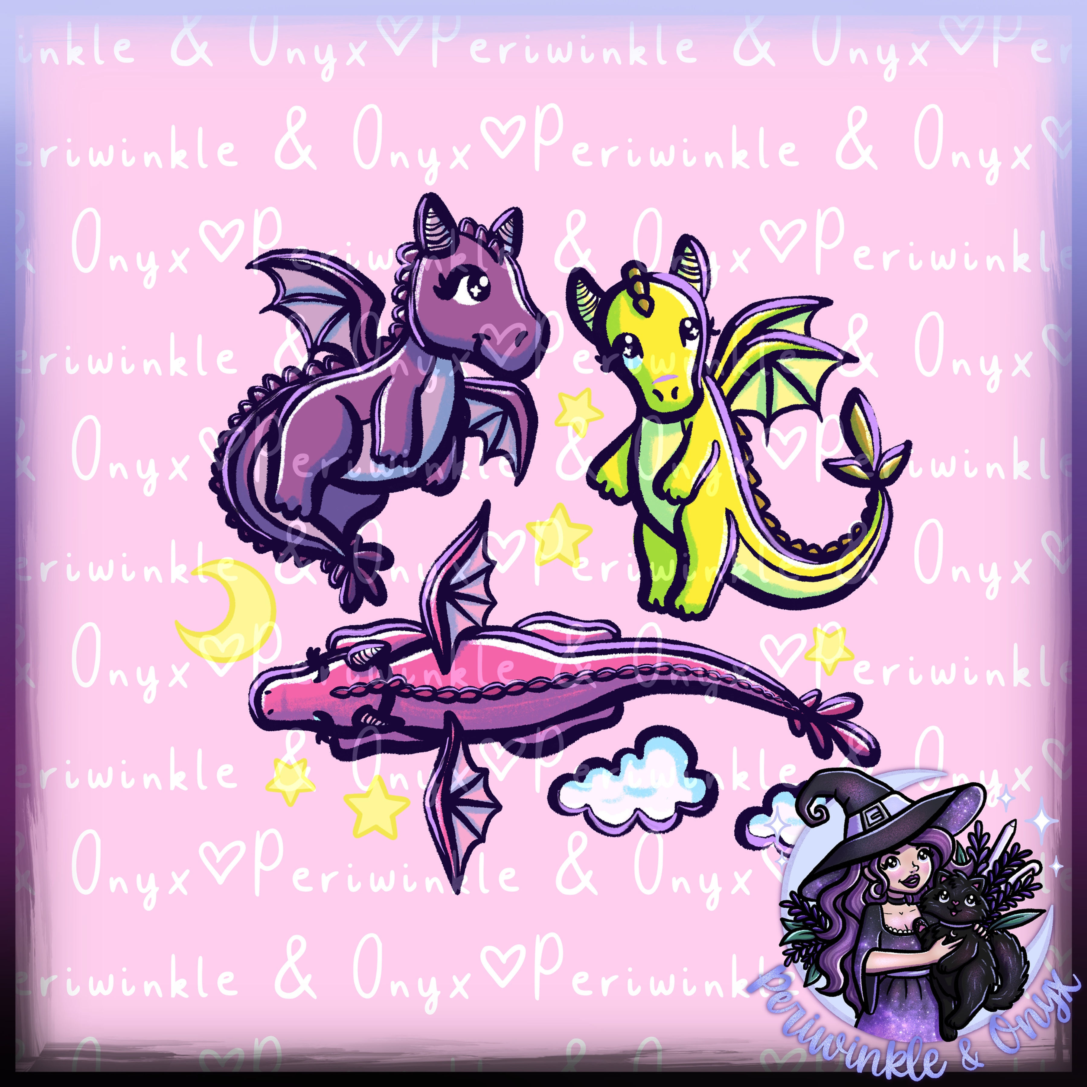 Rainbow Dragons Pink PNG