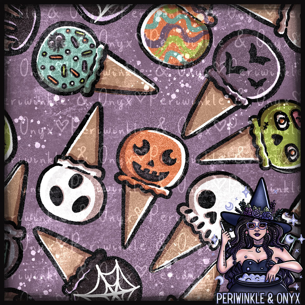 Spooky Cones Purple Seamless Pattern