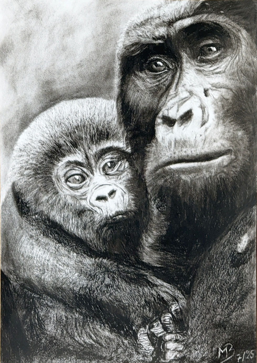 Miniaturbild: Poster „Gorillamutter mit Kind“