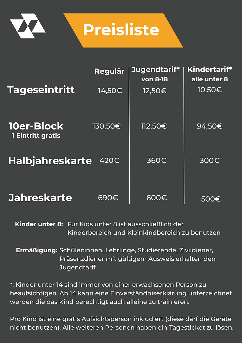 Preisliste für Ninjabox