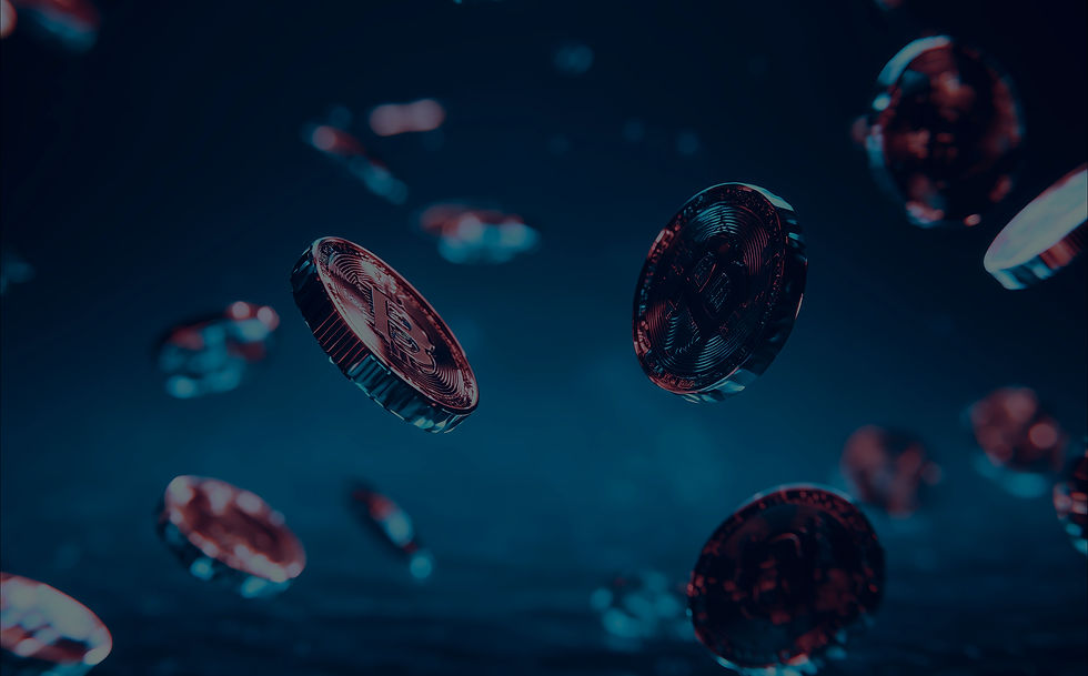 Floating Bitcoin Coins