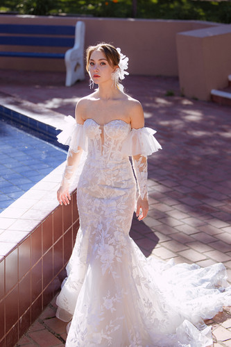 Strapless Maxi Polyester Mermaid Regular Wedding Guest Dress omn0244