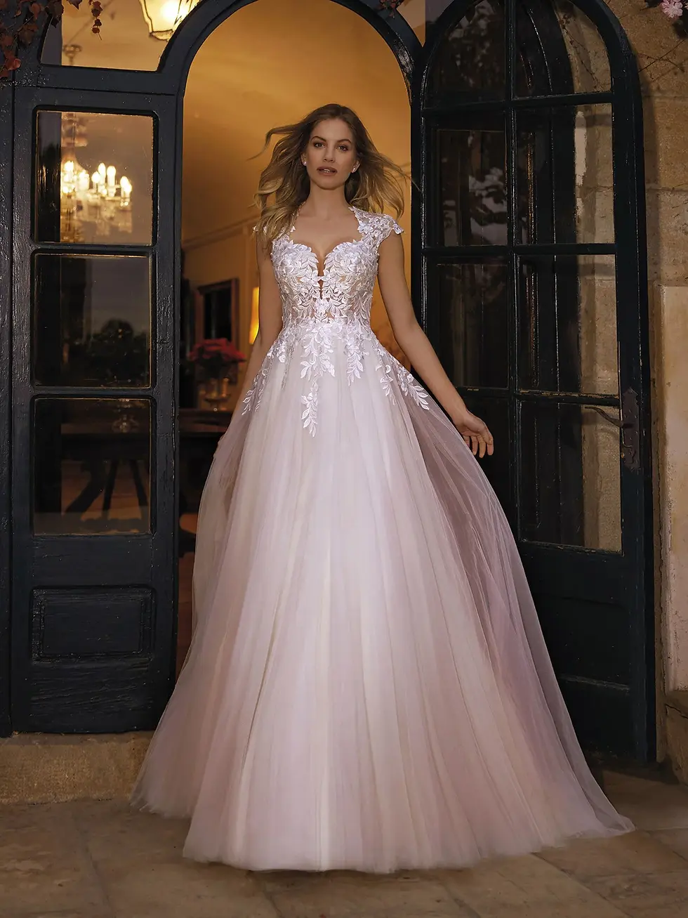 White One Peaches Wedding Gown