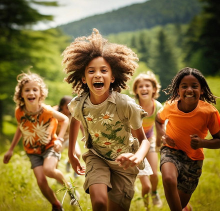 Children running outside in nature!