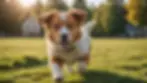 Eye-level view of a dog showing playful behavior
