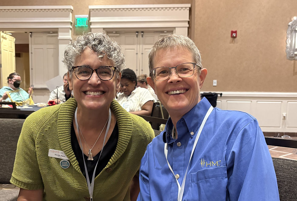 Two women smiling