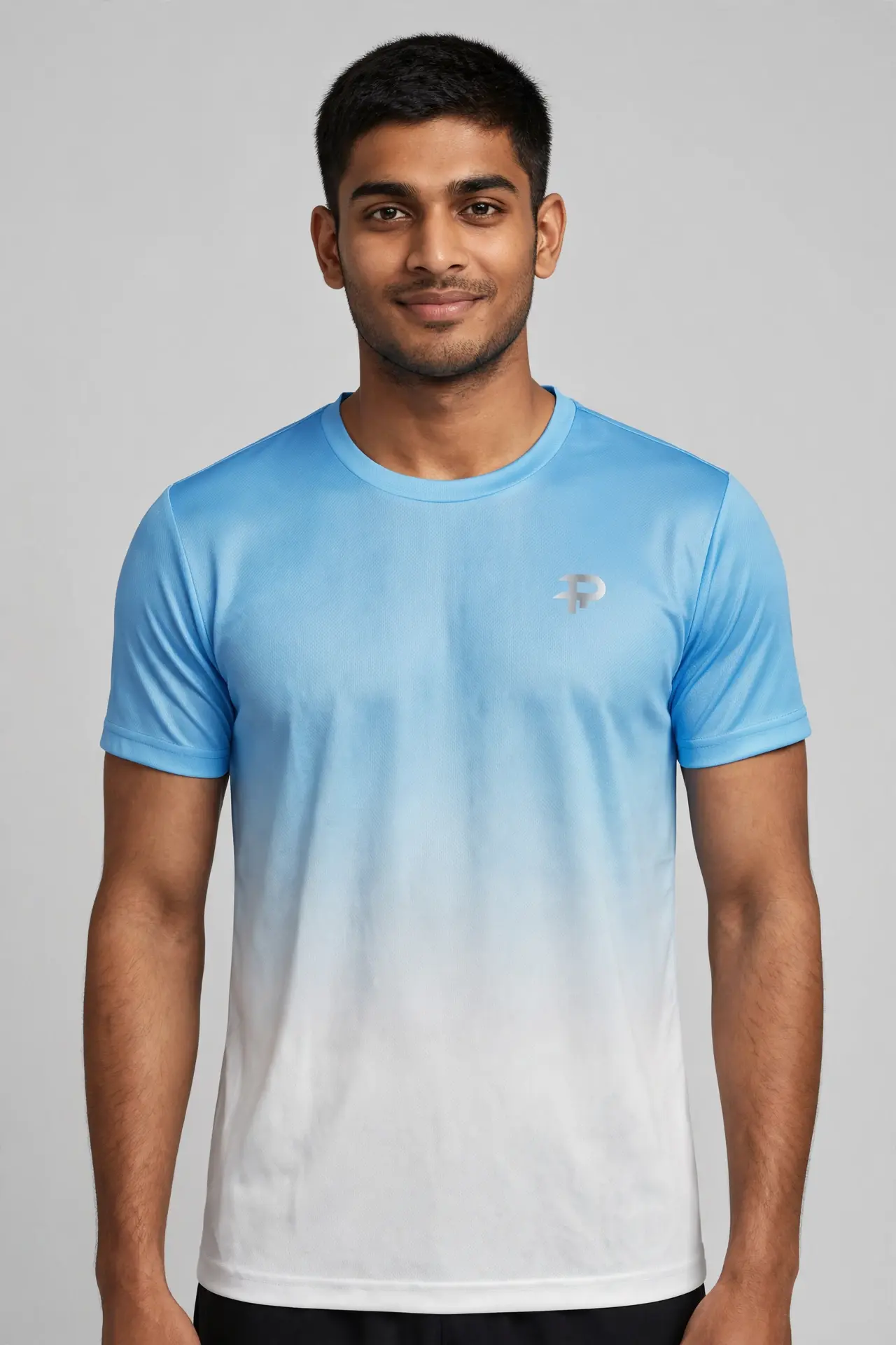 Men's sky blue & white T-shirt