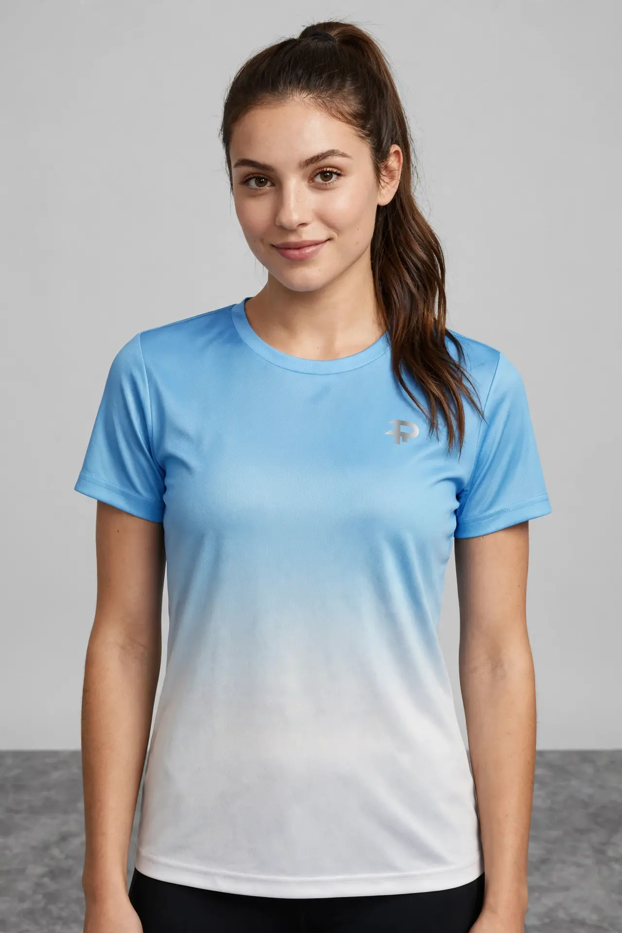 Women's sky blue & white T-shirt