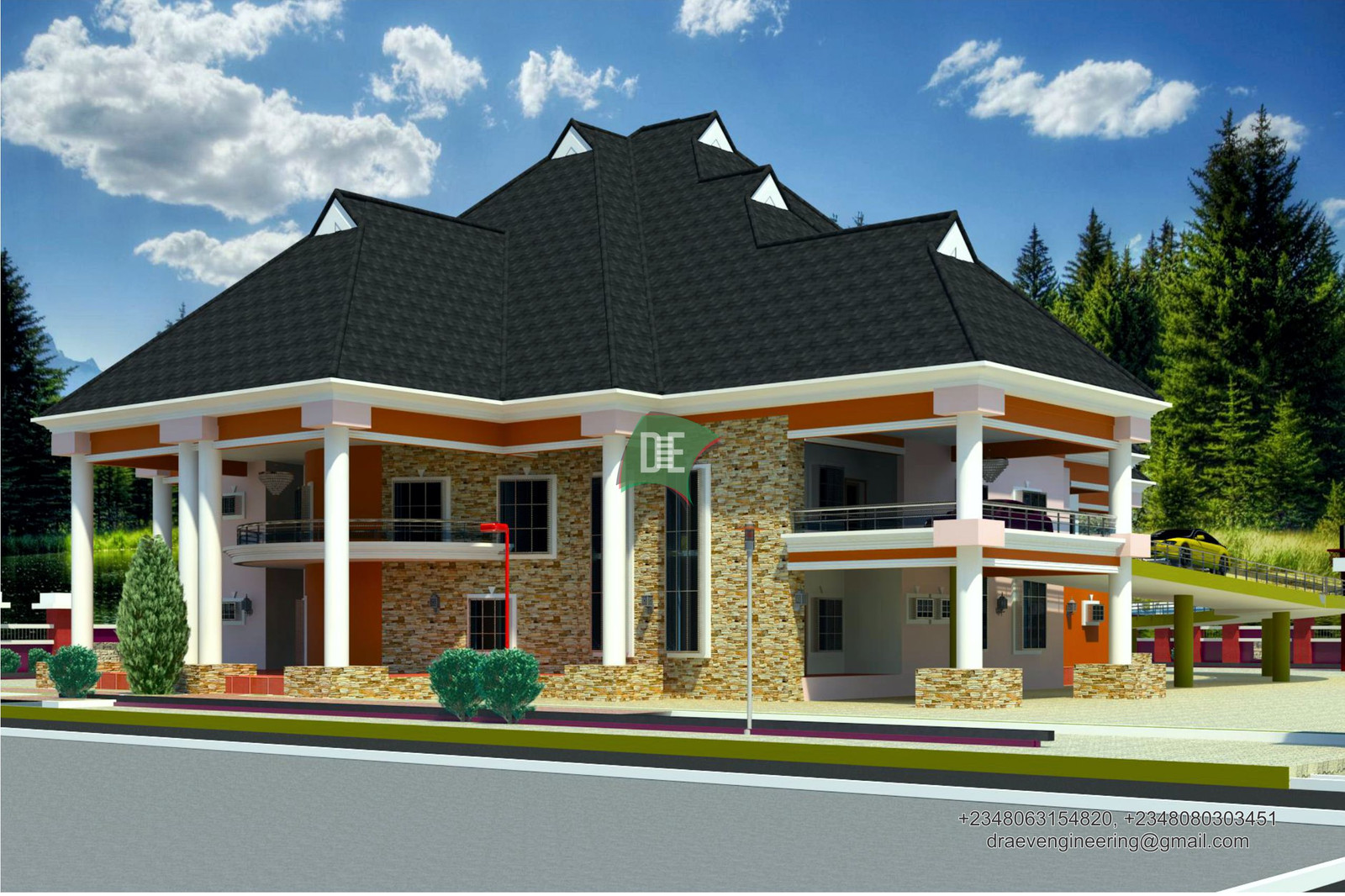 9 Bedroom Luxury Duplex with FlyOver Car Porch design in Nigeria  (portharcourt)