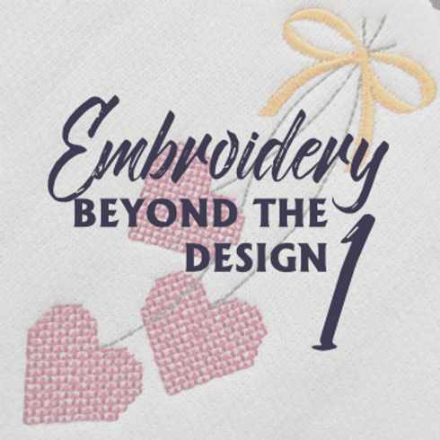 embroidered cross-stitch hearts with class title