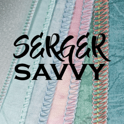 serger stitch samples with class title over top