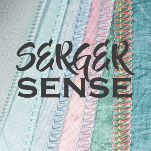 serger stitch samples with class title over top