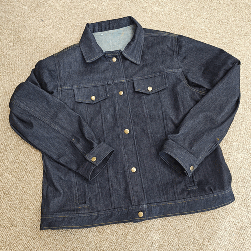 Brenda's jean jacket front view