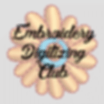 digitized embroidery flower with class title over top
