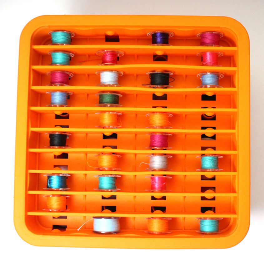 Thumbnail: SewStack bobbin tray shown with bobbins in place