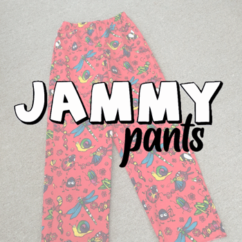 jammy pants title with red jammy pants in background