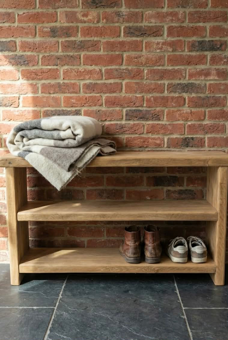Thumbnail: Handmade Rustic Wooden Shoe Rack/ Bench/ Shoe Storage