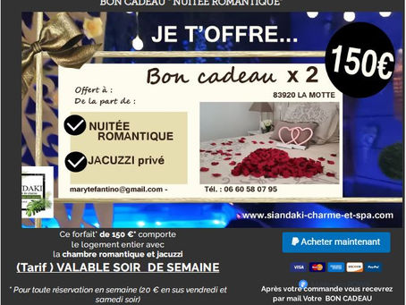 Nuitée avec jacuzzi privé