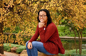 An autumn senior portrait in Bricktown OKC