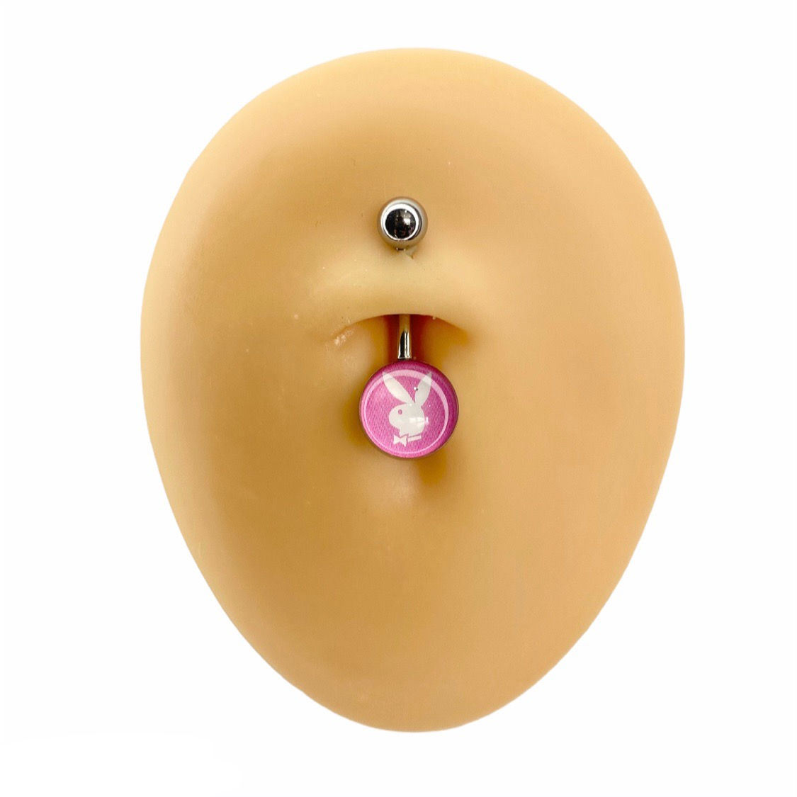 Pink Playboy Print Inlay Belly Bar 