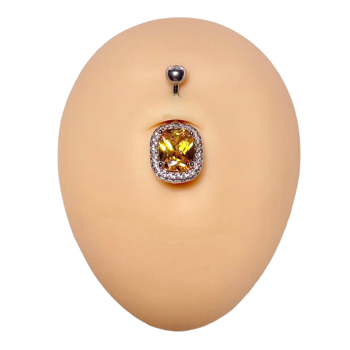 Yellow Royal CZ Belly Bar 