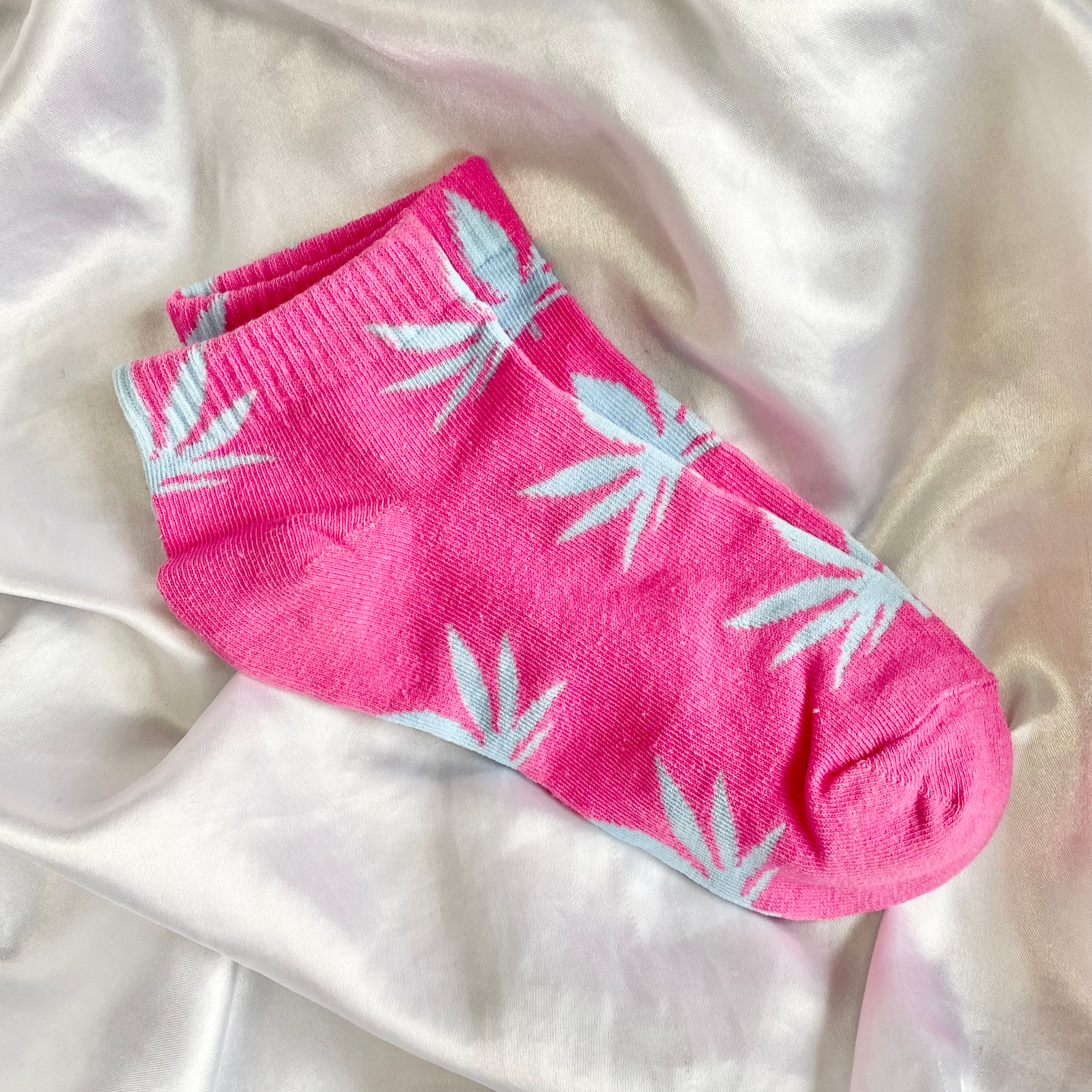 Pink & Blue Weed Leaf Socks