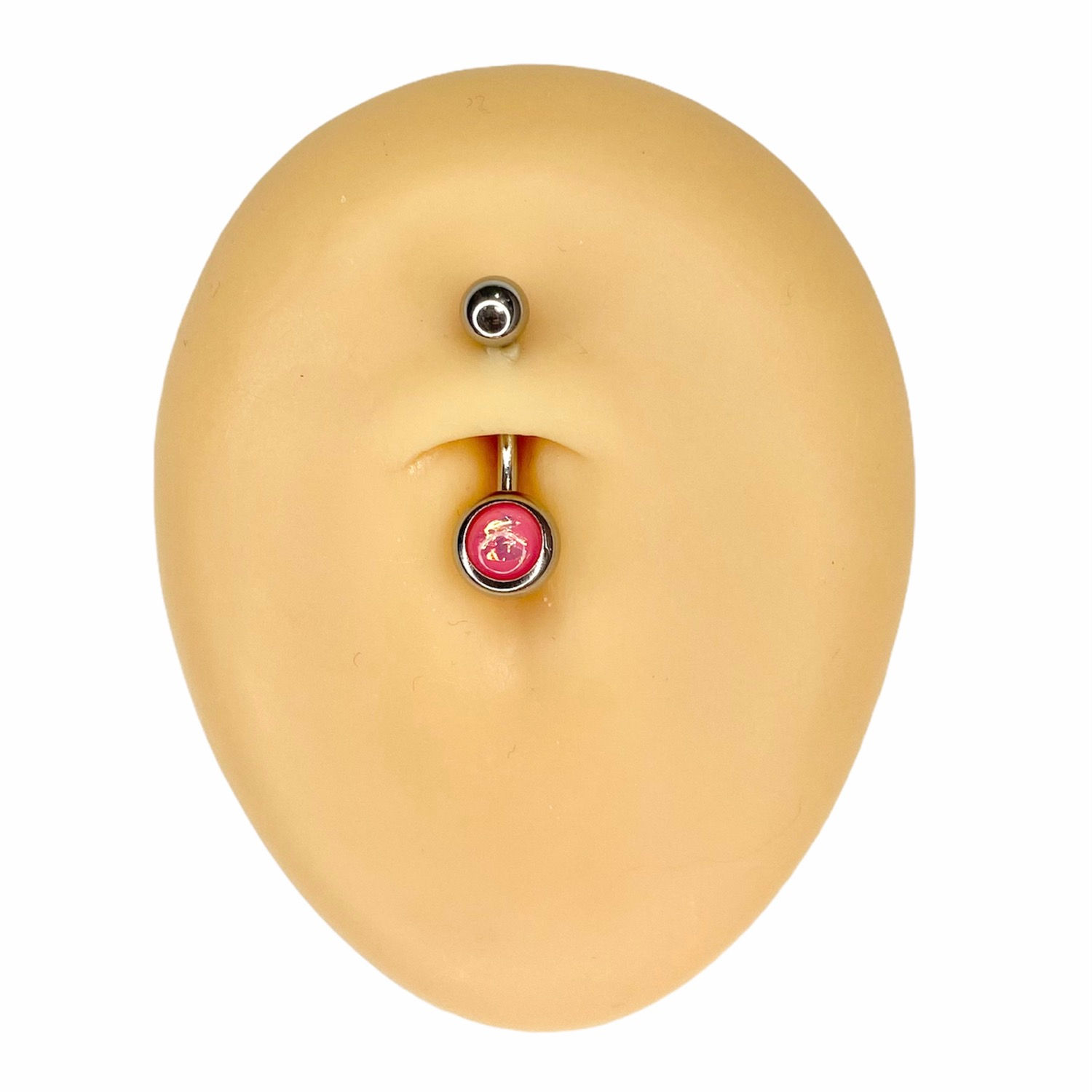 Pink Opal Glitter Belly Bar 