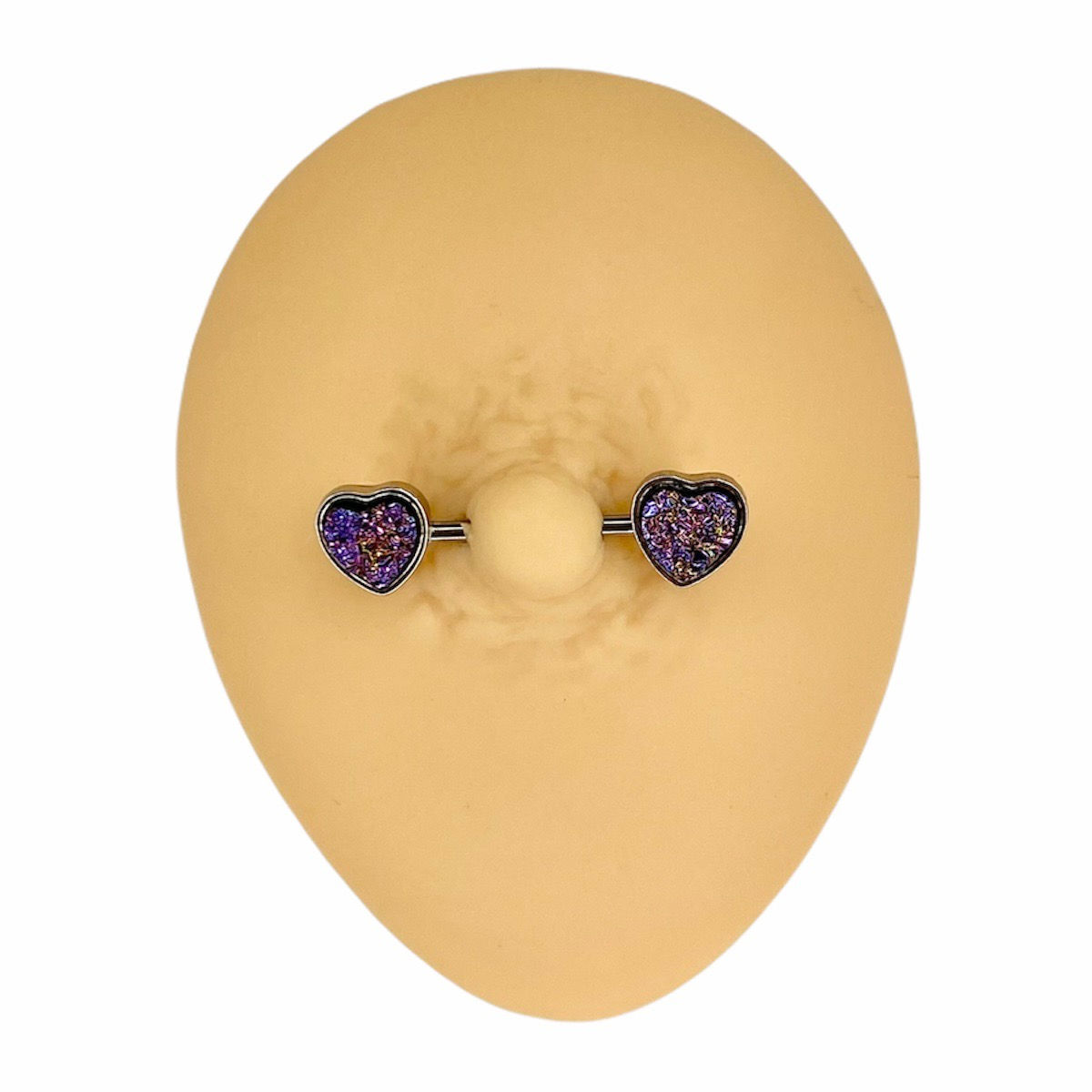 Purple Druzy Stone Heart Nipple Bar