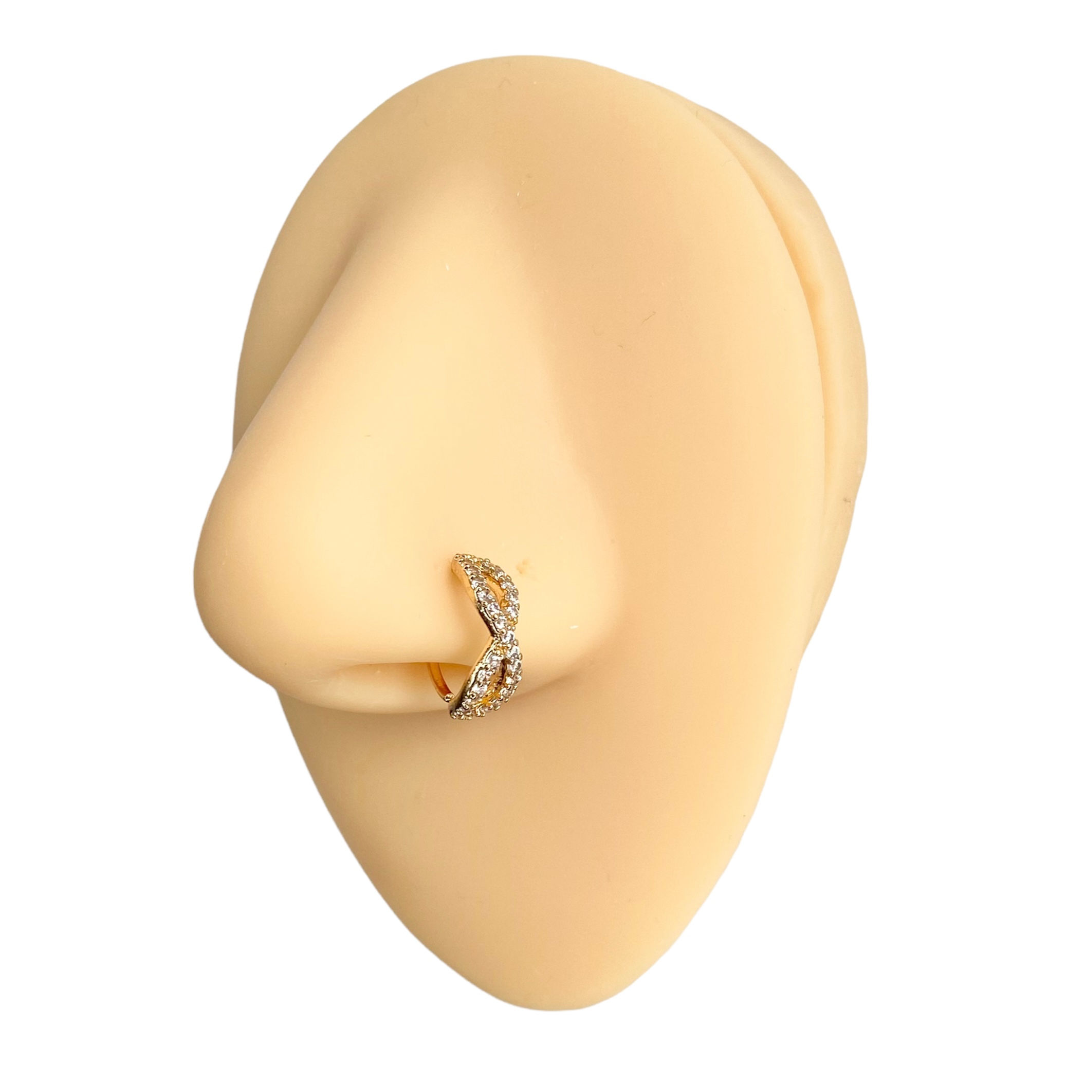 Gold CZ Paved Infinity Nose Hoop