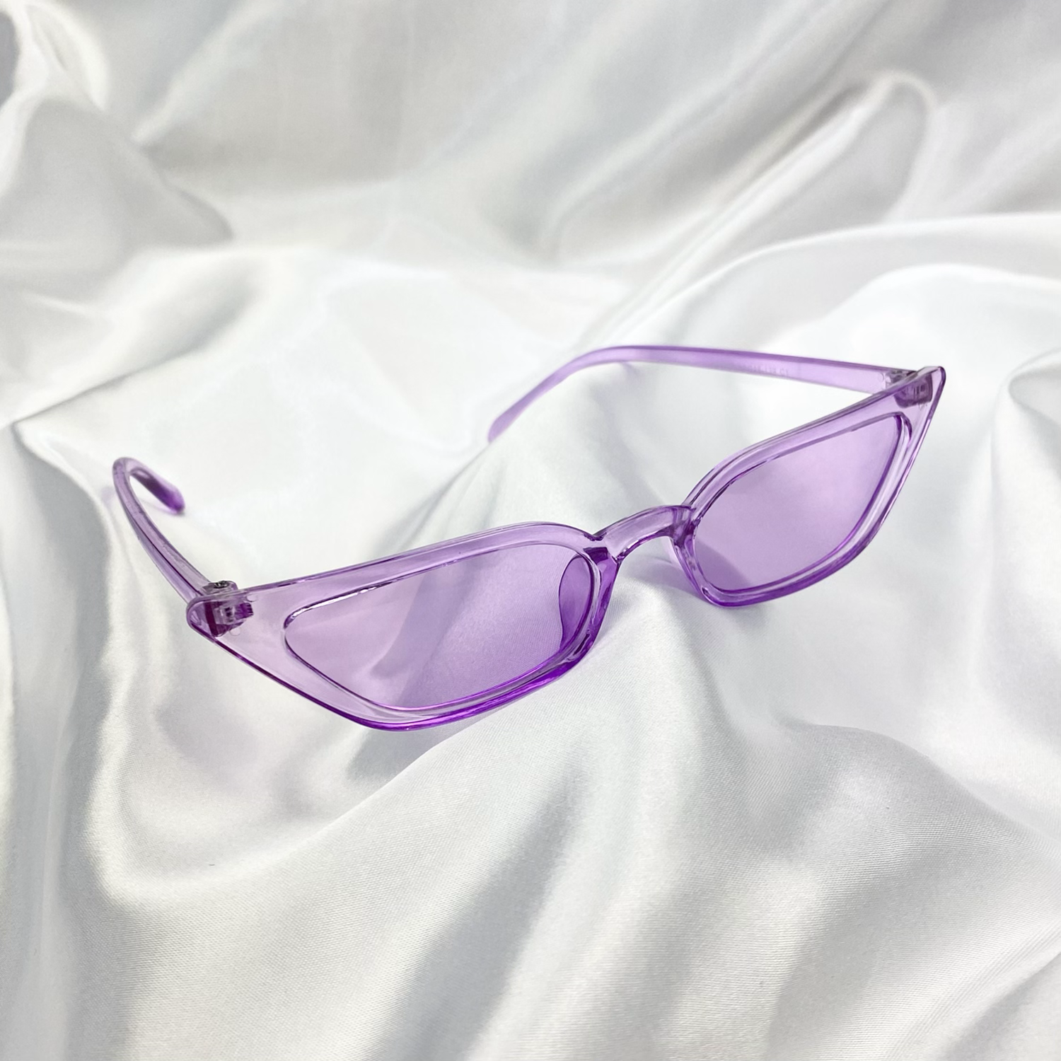 Purple Clear Slim Rectangle Cat Eye Sunglasses