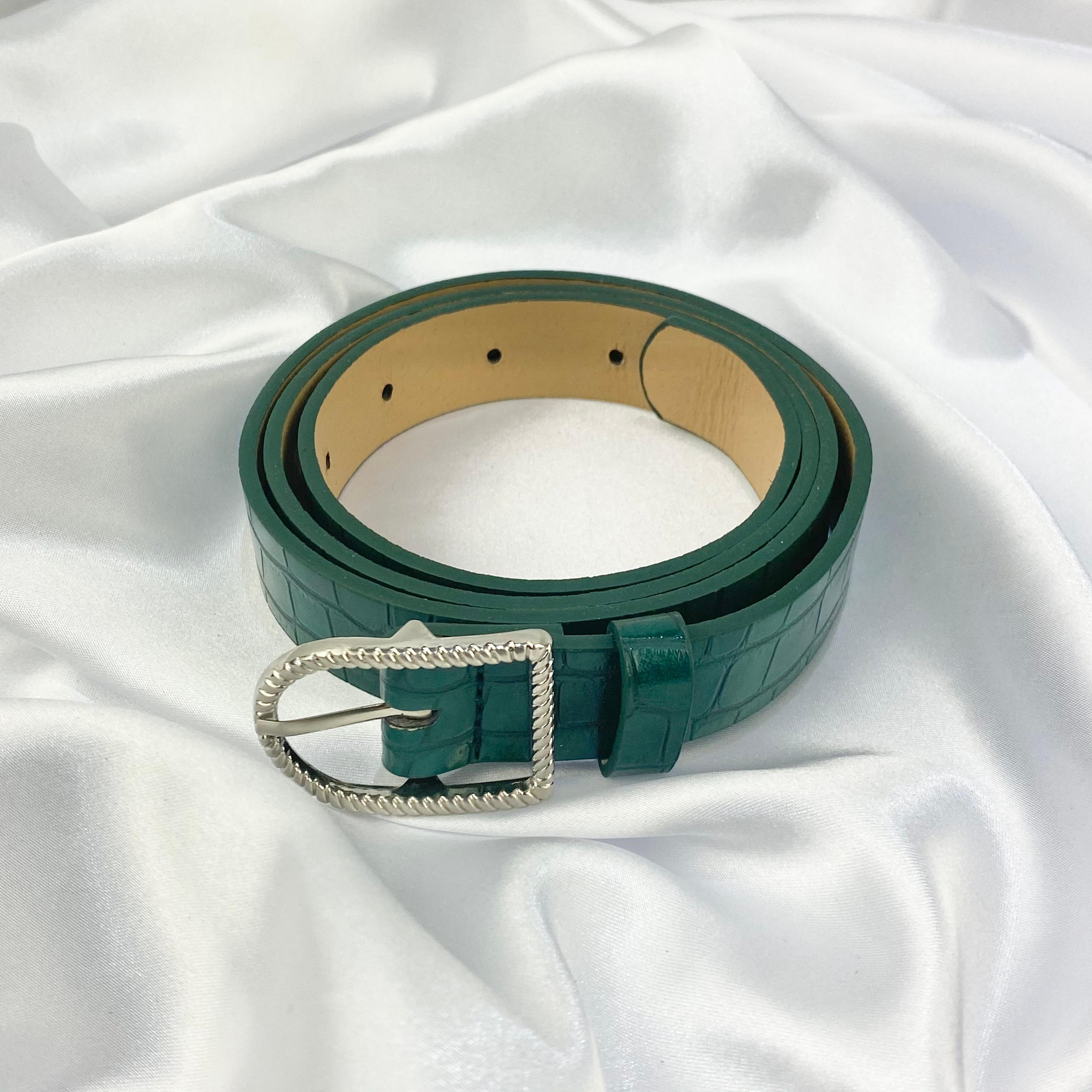 Green Croc Buckle Belt