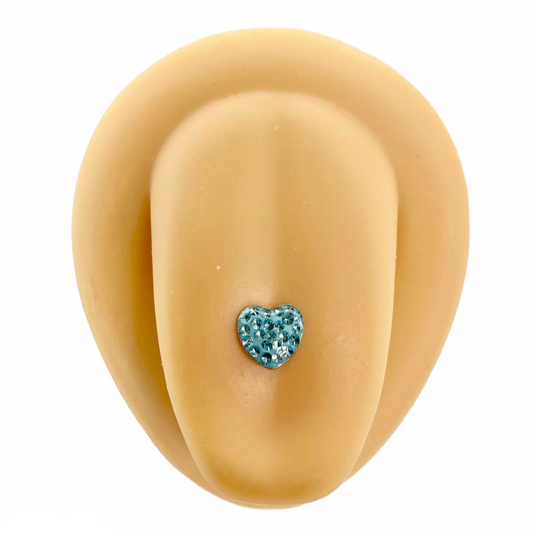 Blue Heart Crystal Paved Tongue Bar