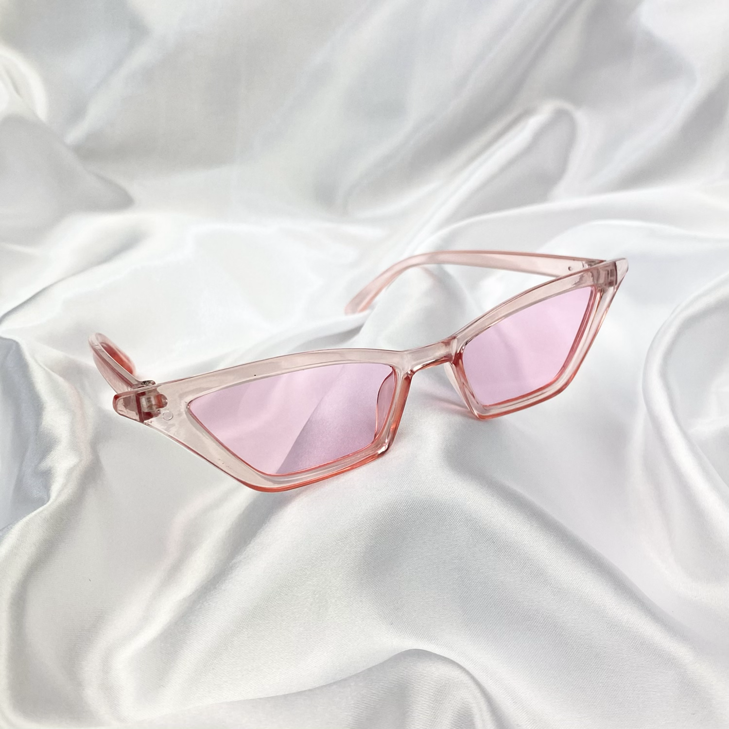 Pink Clear Rectangle Cat Eye Sunglasses