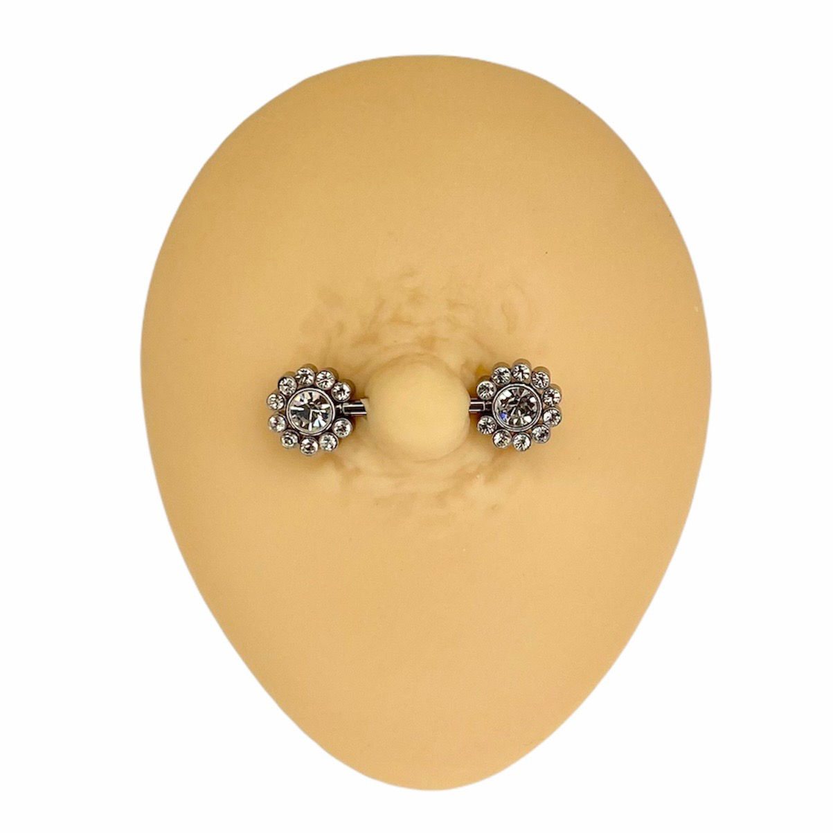 Silver CZ Cluster Flower Nipple Bar