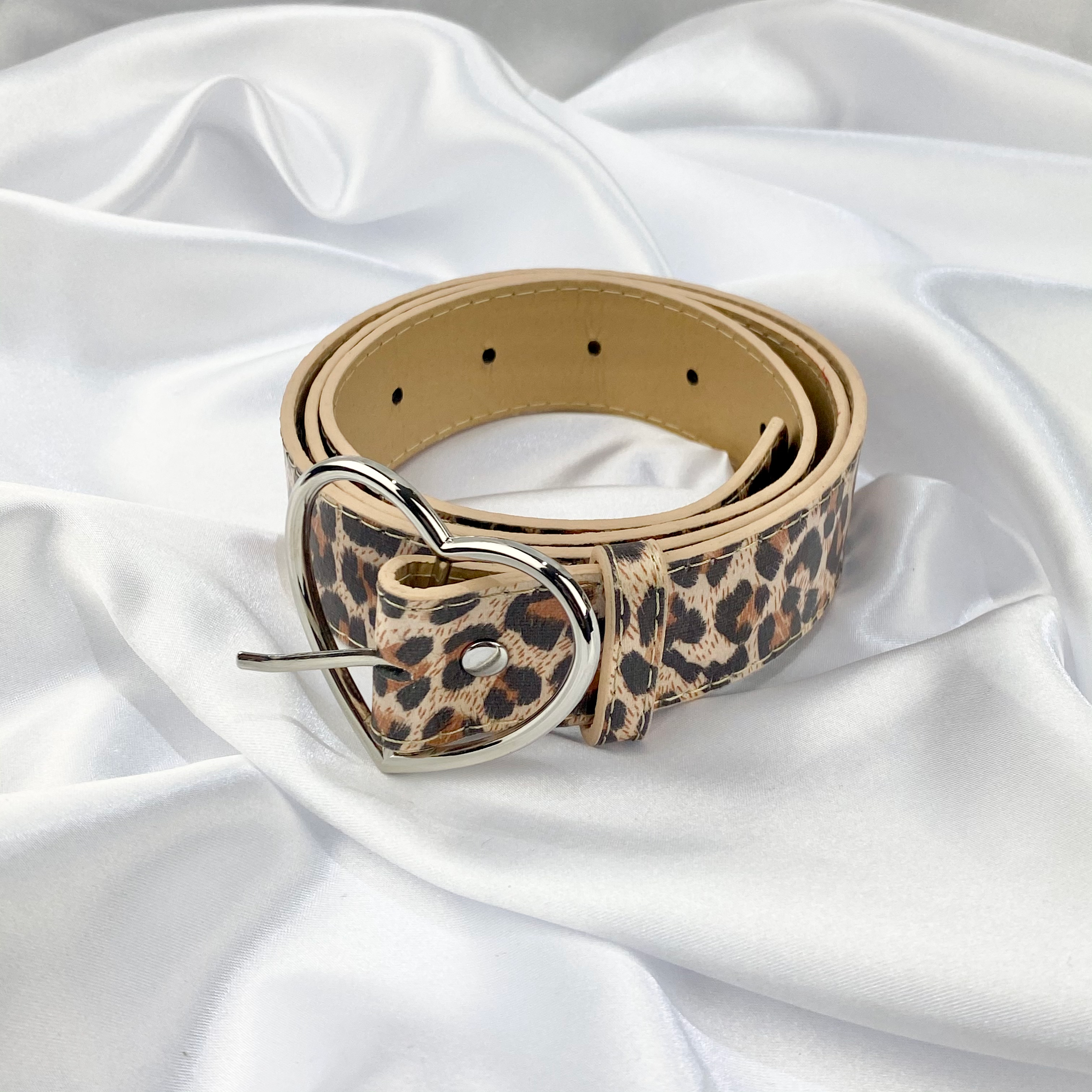 Heart Leopard Print Buckle Belt