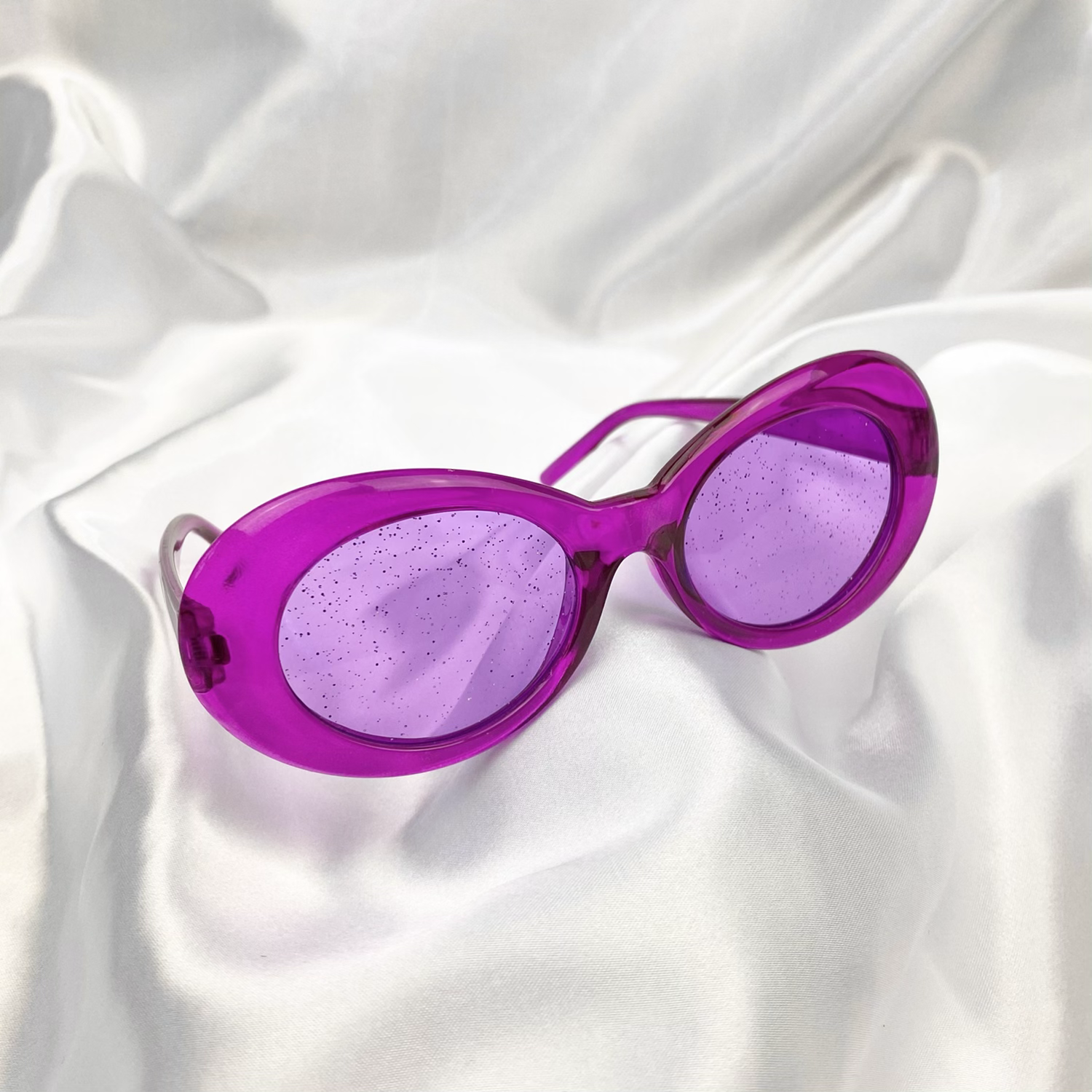 Purple Clear Glitter Clout Goggle Sunglasses