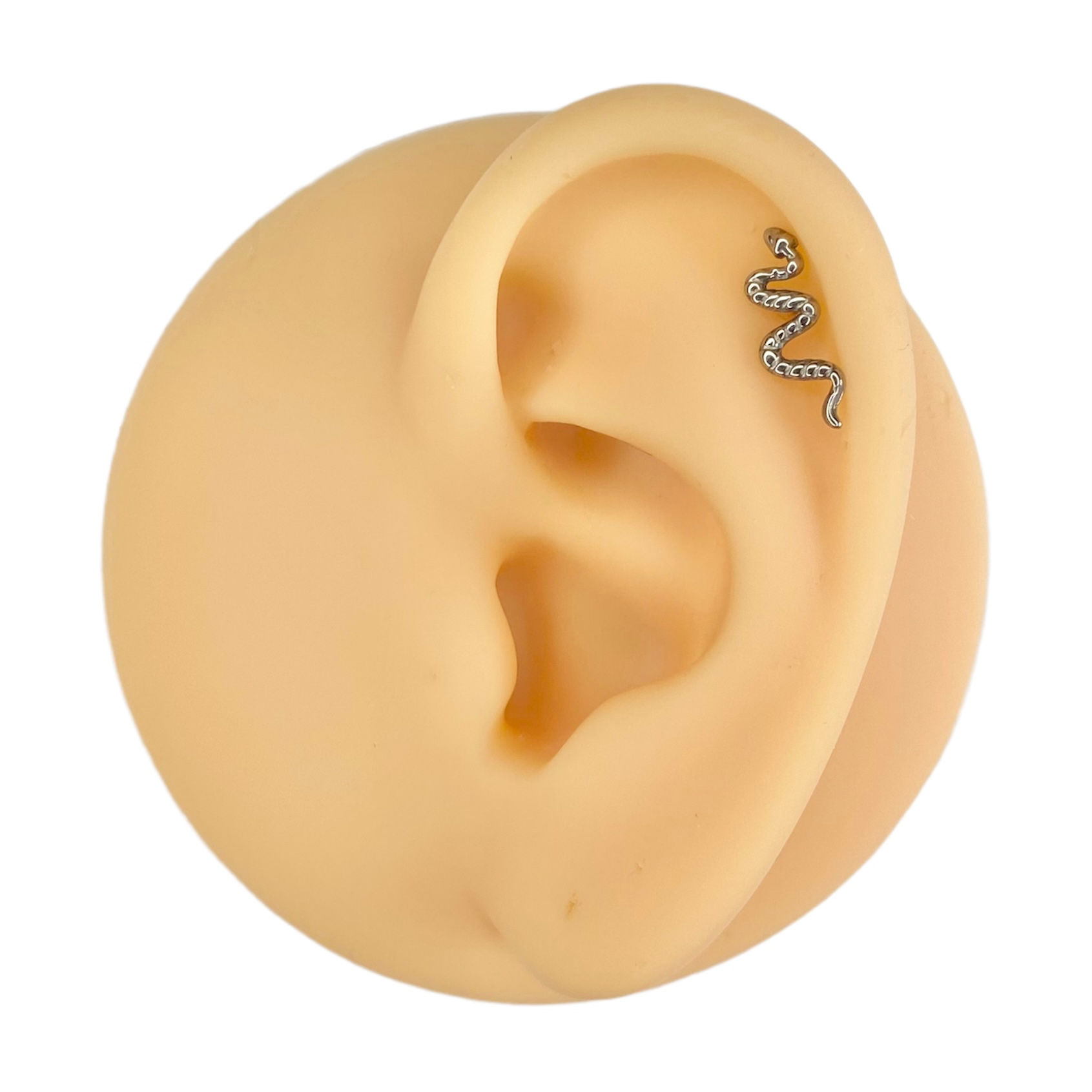 Silver Snake Titanium Flat Back Stud