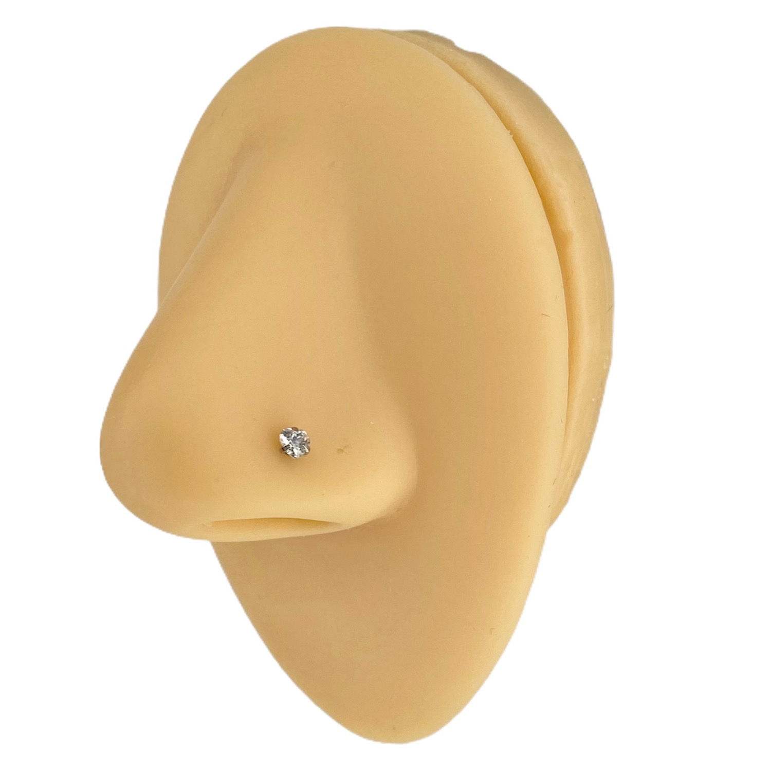 Silver Cubic Zirconia Heart Nose Stud