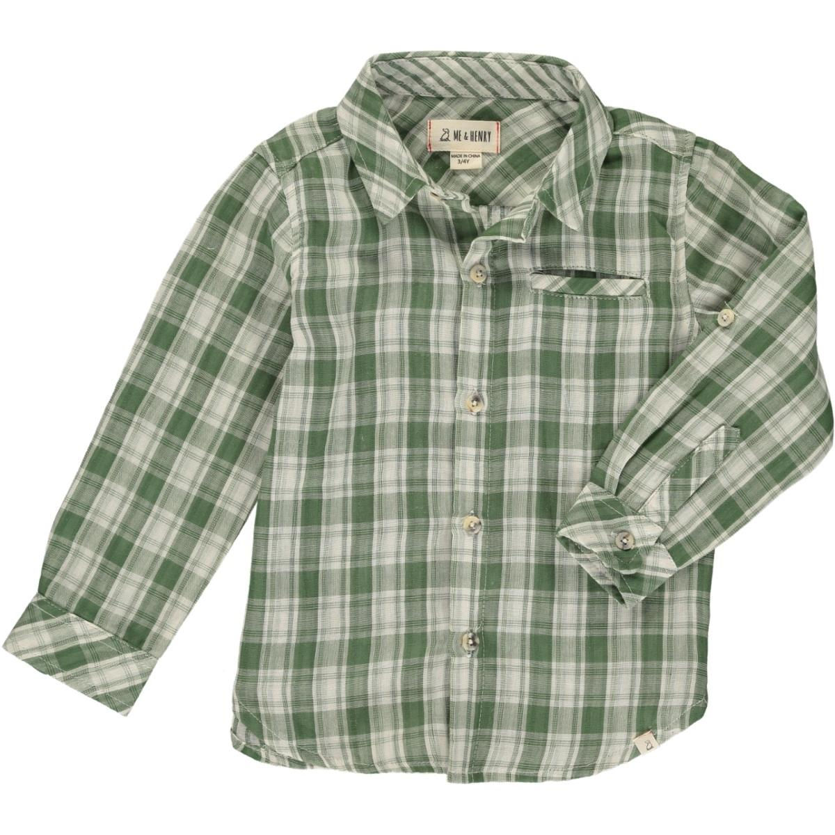 Cream + Green Plaid Shirt